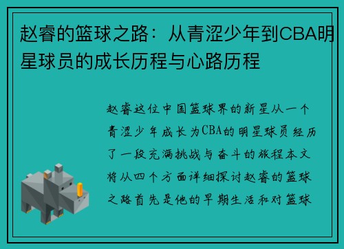 赵睿的篮球之路：从青涩少年到CBA明星球员的成长历程与心路历程
